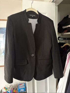 Gibsonlook Black Collarless Single-Button Blazer